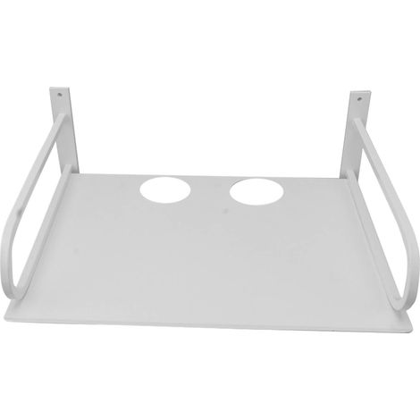 Étagère murale en aluminium pour routeur et modem - 28,5x20x13,5 cm - Support de rangement avec découpe pour câble et main courante - Couleur argent, kit de montage inclus (1/4)