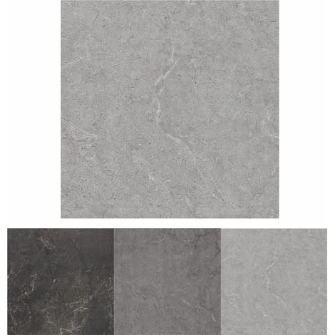 Lot de 50 revêtements de sol en PVC autocollants - Gris marbre - 30 x 30 cm - Aspect carrelage - Pour porte d'entrée, salon, cuisine, balcon, salle de rangement - 4,5 m² (1/5)
