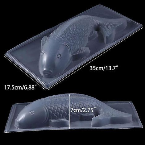 Moule à gâteau en plastique transparent en forme de carpe koï 3D à faire soi-même, pour chocolat, gelée et autres créations. (1/4)