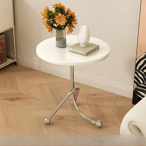 Table basse ronde en acier inoxydable, petite table de salon créative, style café moderne pour maison et bureau (1/5)