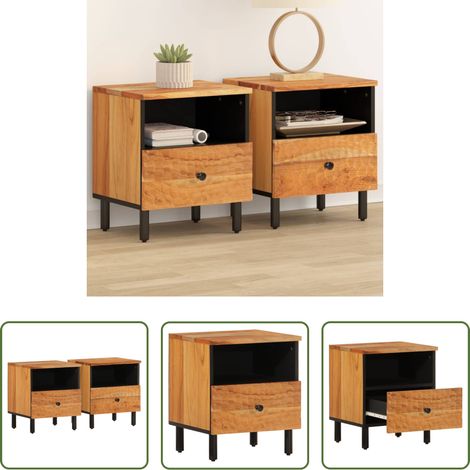 Akazienholz -  Nachttische 2 Stk. 40x33x46 cm Massivholz Akazie (1/5)