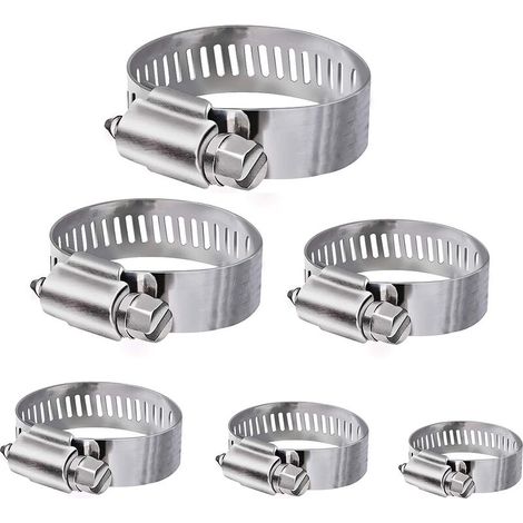 DEESSE SHOP - Colliers de serrage, 36 colliers de serrage réglables en acier inoxydable de 6 à 51 mm Assortiment de 8 tailles pour tuyau d'eau familial, réservoir d'essence, tube automobile, etc. (1/5)
