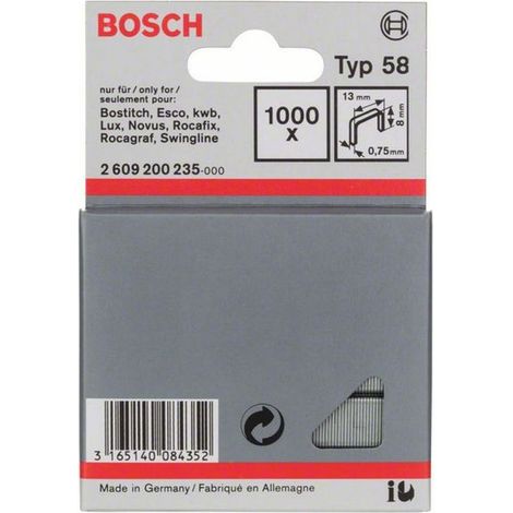 Bosch Accessories 2609200235 Feindrahtklammern Typ 58 1000 St. Abmessungen (L x B) 8 mm x 13 mm