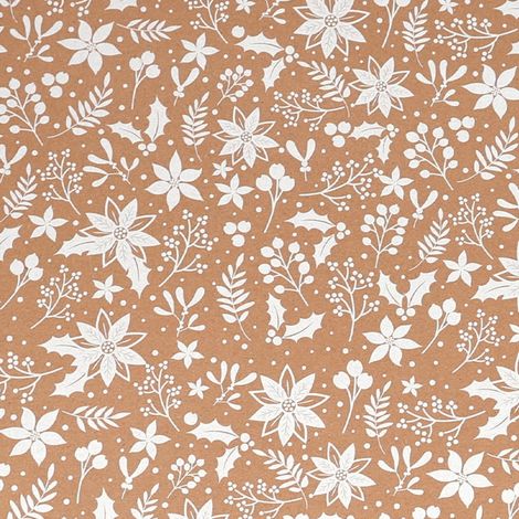 Wrapping Paper - Kraft Paper - Christmas Snow House Elk Berries Pattern - 300 x 43 cm - 1 Roll (1/5)