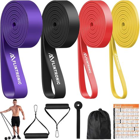 Bande Elastique Musculation, 4 Niveaux Différents Bande de Resistance Traction, Bandes de Fitness avec, pour tractions, Poignées Ancre de Porte Crossfit, Yoga, Pilates, Dips, Homme (1/5)