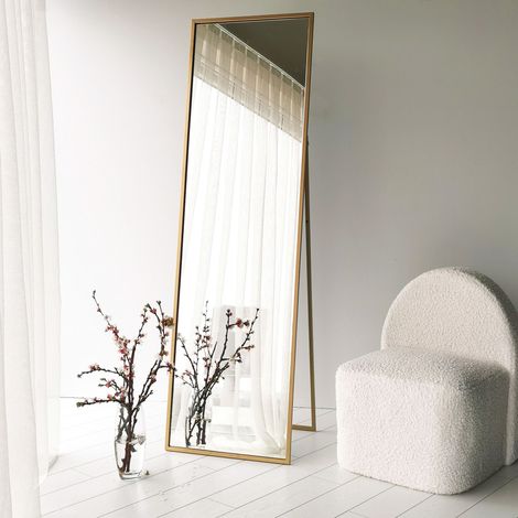Miroir au sol en métal avec support Ayna - Or (1/5)