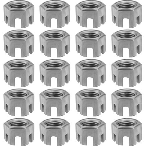 Packung mit 20 M14 x 1,5 mm Sechskant-Schlitzmuttern aus Kohlenstoffstahl der Güteklasse 4.8 für den Maschinenbau, die Garage, Heimwerkerbedarf und Möbelbefestigungen