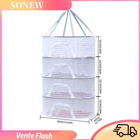 Sonew Séchoir suspendu en Support de séchage suspendu en pliable, panier suspendu pliable à 4 couches, filet de séchage deco lit (1/5)