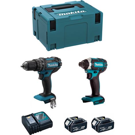 Kit Taladro Martillo MAKITA MK218RTJ (DHP482 + DTD152 + 2 x 5,0 Ah + DC18RC + MAKPAC 3) - De percusión (1/5)
