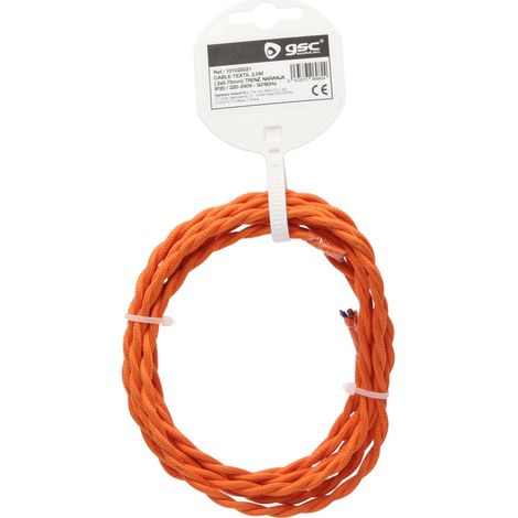 Câble textile 2.5M (2x0.75mm) tressé Orange