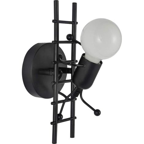 Applique murale Humanoïde Intérieur E27 Moderne Industriel Style Simple Applique murale 220v Ampoule non incluse (noir)