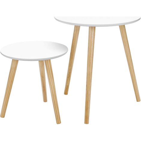 Set di 2 tavolini da caffè tavolo rotondo per comodino caffetteria stile scandinavo moderno minimalista soggiorno camera da letto bianco 120002956