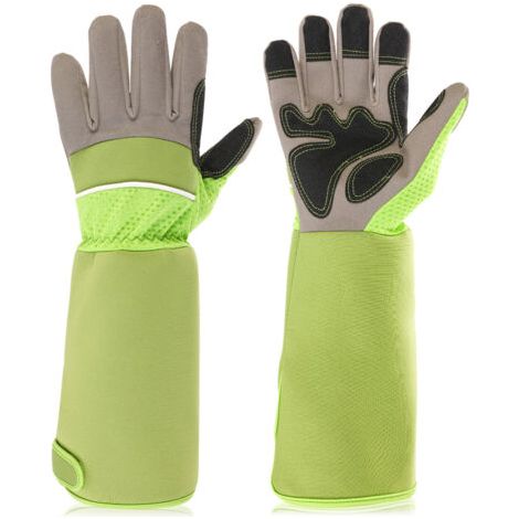 Gants De Jardinage Manches Longues Protection du Poignet Travail De Jardin élagage Rose Jardinier Gants De Protection Unisexe Une Paire (verte)