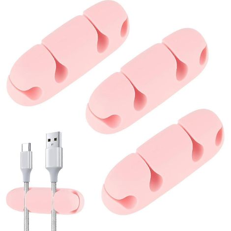 Kabelhalter-Clips Mabor 3er-Pack Kabelclips für Schreibtisch 4-Loch Kabel-Organizer Elektrische Halter Silikon-Kabelbaum USB-Ladezubehör für Büro und (1/4)