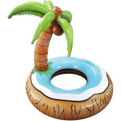Bouée gonflable de 120 cm avec palmier et noix de coco, bleu/marron (1/5)