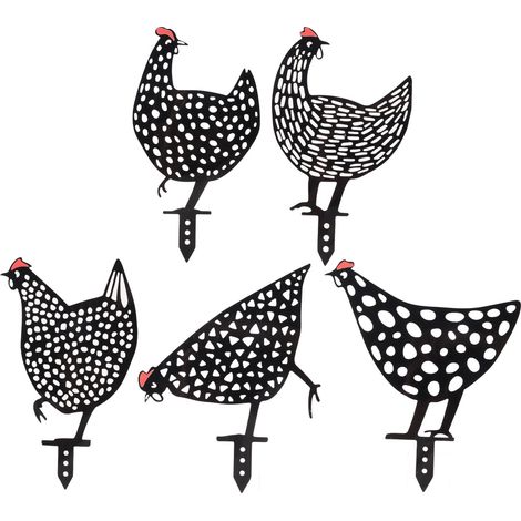 5 Pièces En Acrylique Silhouette Coq Découpée Style Varié Détails Fins Piquets Jardin Allée Cour (1/5)