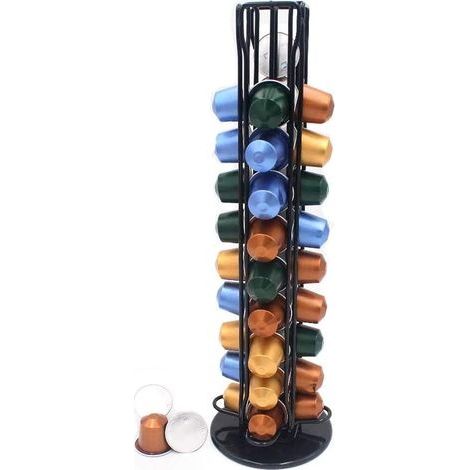 Support Capsule Nespresso, Porte Dosette Capsules Café Rotatif 360 Degrés, Noir Distributeur Capsule Range 40Pcs (1/5)