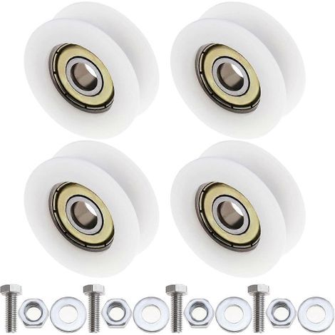 Quatre roulettes pour porte de serre, diamètre 29 mm, roulettes pour porte coulissante, compatibles avec la plupart des serres. (1/5)