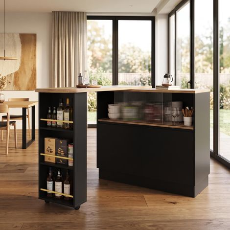 FurnitureR 360 Degree Dining Bar Table 90x45x100cm with Storage (1/5)
