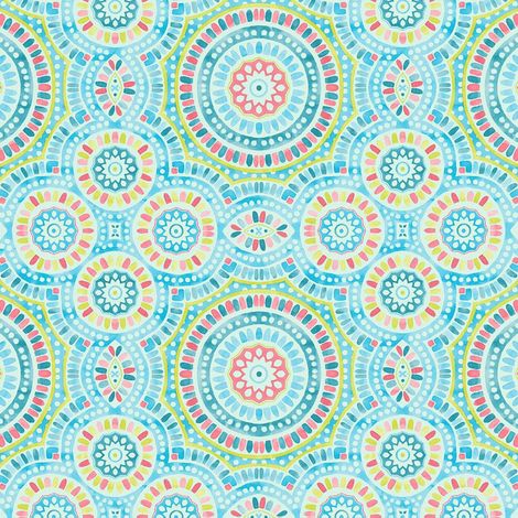 AS Creation Vibrant Mosaic Wallpaper Flowers Blue Green Paste The Wall Vinyl (1/4)