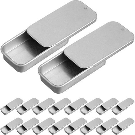 Lot de 18 boîtes métalliques rectangulaires 6 x 3,4 x 1 cm Contenants pour baume à lèvres, bonbons, bijoux, loisirs créatifs, pansements imperméables (1/5)