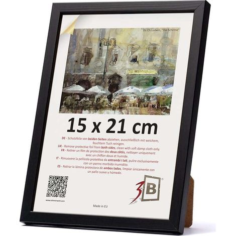 Cadre photo en bois avec verre acrylique 15x21cm noir