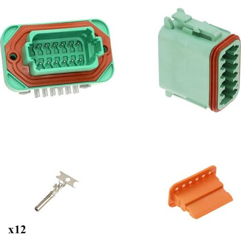 Kit Connecteur DT13 series femelle 12 Voies PCB Vert