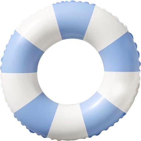 Bouée gonflable pour piscine décorée de fruits et de sirènes, pour s'amuser dans l'eau en été, à la plage et lors de fêtes aquatiques, rayures bleues. (1/5)