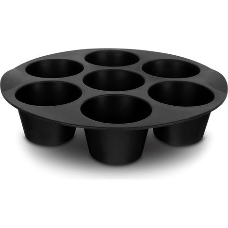 Ahlsen Luftfritteusen-Silikon-Cupcake-Pfanne – 3,5–5,8 l Luftfritteusen-Muffinform – Eierbissform – antihaftbeschichtete Eierbecherformen – Silikon-Muffinform für Luftfritteusen-Zubehör – 7 Mini-Muffi (1/5)