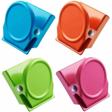 Clip Magnetique - Acier Nickelé - Pour Frigo Tableau Blanc Armoire Métallique - 4 Pièces