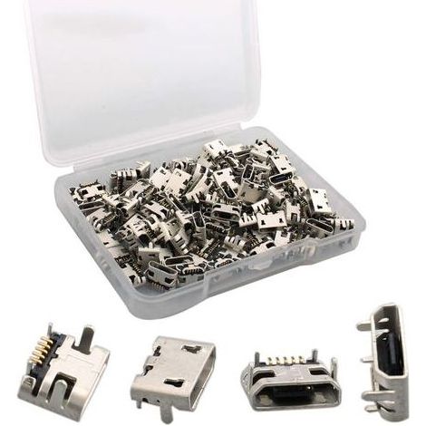 100 pièces Micro USB Type B Femelle 180 degrés, 5 Broches SMD SMT à souder pour téléphone Electronique Raspberry DIY (1/5)
