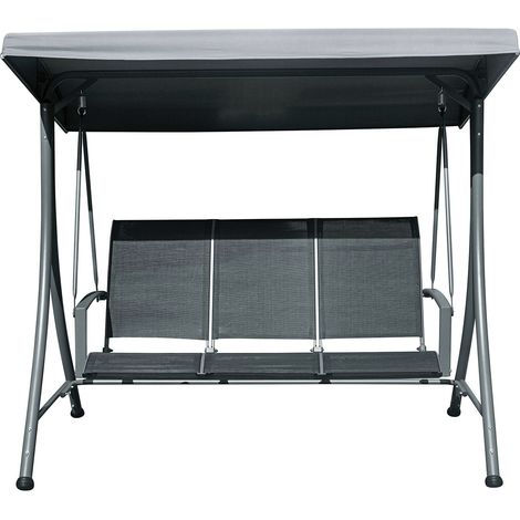 Dondolo da Giardino 200x175x125 cm in Ferro e Textilene Nero (1/3)