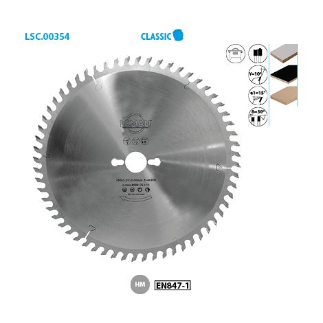 LAME CIRC.CARBURE D220X30X42Z GOUGE POS Mise à format panneaux Mélaminés/Stratifiés - 354.220.3040 - LEMAN (1/2)