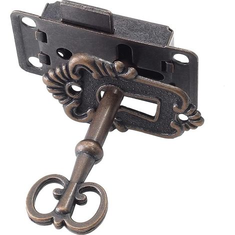 Lot de serrures de placard avec clé antique - Style vintage - Bronze 1pcs (1/5)