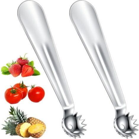2 Pcs Stainless Steel Tomato Pitter Multifunction Parisian Spoon for Strawberries Fruit and Vegetable Sheller Ergonomic Handle Kitchen Utensils for Tomatoes Strawberry (1/5)