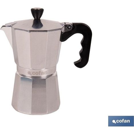 Cafetière italienne en aluminium 6 tasses pour induction, compatible avec tous types de plaques de cuisson. (1/4)