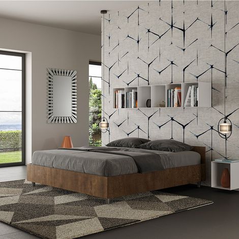 Letto matrimoniale con rete 160x190 noce Nuamo (1/5)