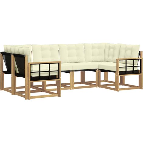 Outdoor Sofa Set with Cushion 6 pcs White and Cream vidaXL