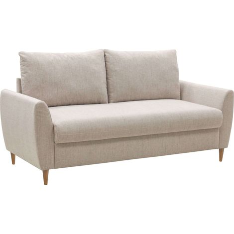 Sofá de 3 Plazas Mave Salón Comedor Estilo Contemporáneo en Color Beige con Patas de Madera 180 cm (1/5)