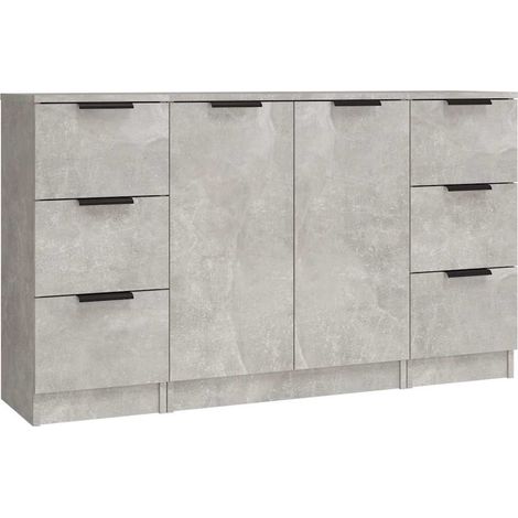 Maison Exclusive - Aparadores 3 piezas madera contrachapada gris (1/5)