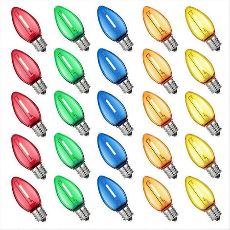 Lot de 25 mini-ampoules LED multicolores incassables en plastique, idéales pour décorer une toiture ou un jardin pendant les fêtes. (1/5)