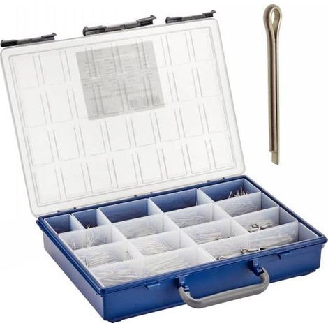 Coffret 1580 Pcs Goupilles Fendues 2 à 5 mm - DIN 94 - ISO 1234 - NFE27-487 - UNI 1336 - Inox A4 - D-Work (1/4)