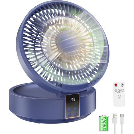 Ventilateur silencieux super puissant, ventilateur de bureau USB portable et rechargeable, batterie 4000 mAh (1/5)