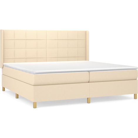 Maison Exclusive - Giroletto a Molle con Materasso Crema 200x200 cm in Tessuto (1/5)