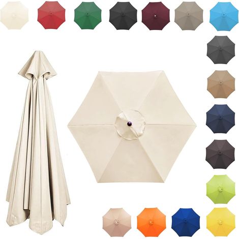 Toile De Remplacement Pour Parasol - 8 Baleines - Polyester Anti UV 50+ - Résistant À L'Eau - Jardin Terrasse Patio - 350 Cm (1/5)