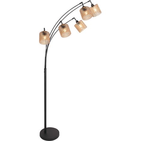 Mexlite - lámpara de pie - Ocre - ámbar negro - vidrio metal -