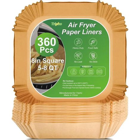 Papier sulfurisé épais non blanchi de 20 cm de côté pour friteuse à air (jetable), antiadhésif et étanche. (1/5)