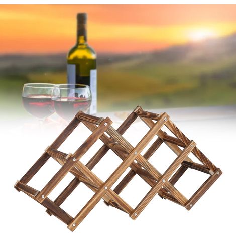 Casier à vin pliable en bois, porte-bouteilles décoratif et pliable en bois, support pour plusieurs bouteilles, 6 bouteilles. (1/5)