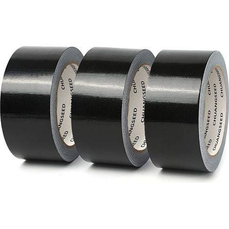 Lot de 3 rubans adhésifs en tissu noir 220 microns x 50 mm x 20m, gaffer noir,ruban adhésif americain de réparation