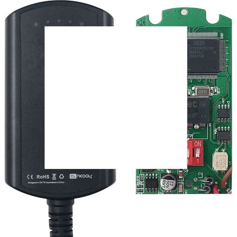 Emulador robusto, 23 cm de largo, plástico duradero, funciones de diagnóstico avanzadas, certificado CE, compatible con varias marcas de automóviles.